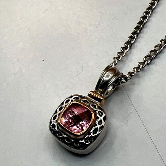 Vintage Silver & Crystal Beaded Bracelet With Pink Stone Pendant Necklace Set. - Picture 6 of 16